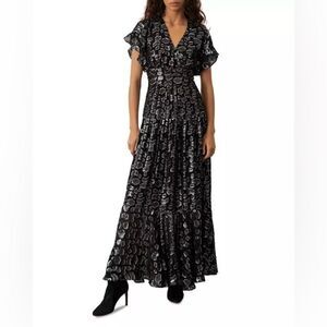 NWT- Ba&sh Gemma Maxi Dress Silk-Blend in Black